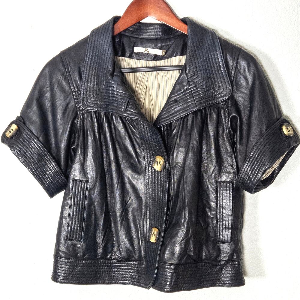 Mike & Chris Cropped Leather Jacket Black Size XS Urban Streetwear